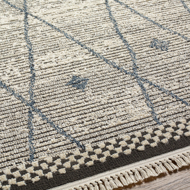 Tapis gris anthracite et bleu Isal, Rectangle 8 pi x 10 pi