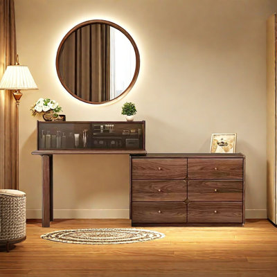 Commode en bois massif noir noyer