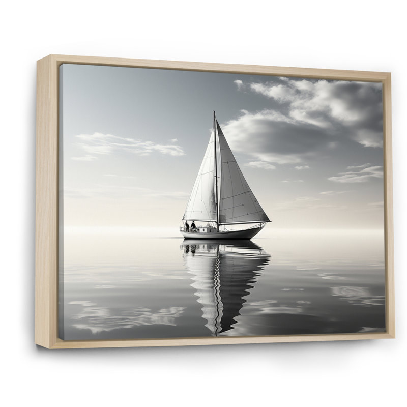 Voilier Sérénité II, 16" H x 32" W, Cadre naturel flottant
