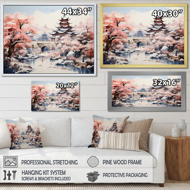 «China Art Silk Road V» - art mural Chine, Toile tendue, H 16 po x l 32 po x P 1 po