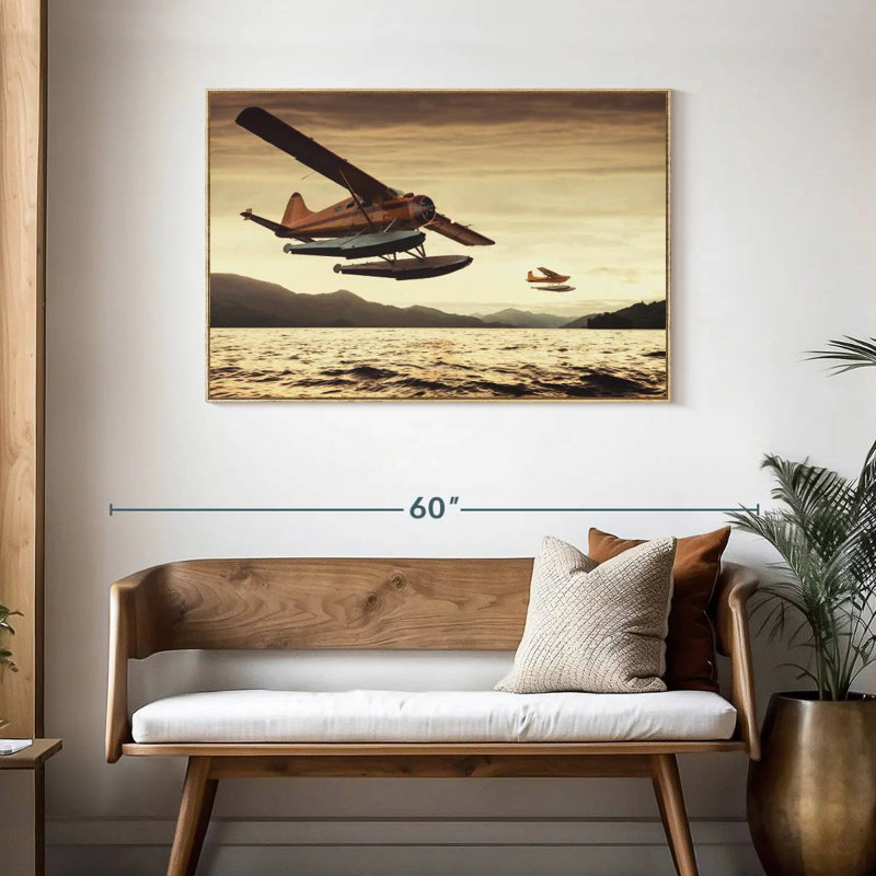 Float Planes, 19" X 13", Floating Frame Natural Wood