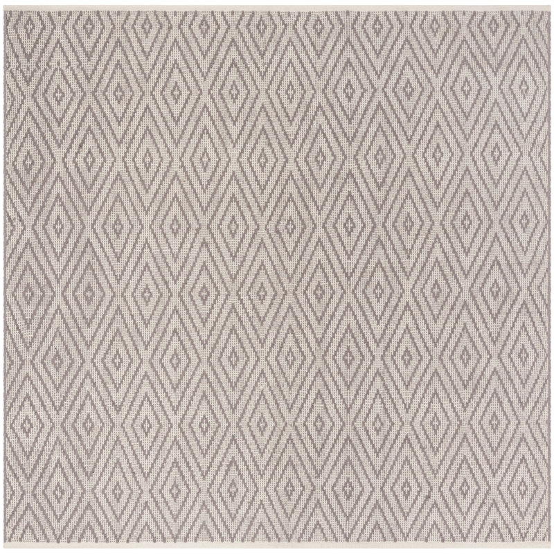 Akihito Hand Woven Cotton Geometric Rug, Square 6'