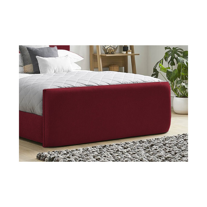 Ledley Kailua Upholstered Bed Frame - Plush Velvet with Headboard and Sprung Slats, Double (4'6), Burgundy