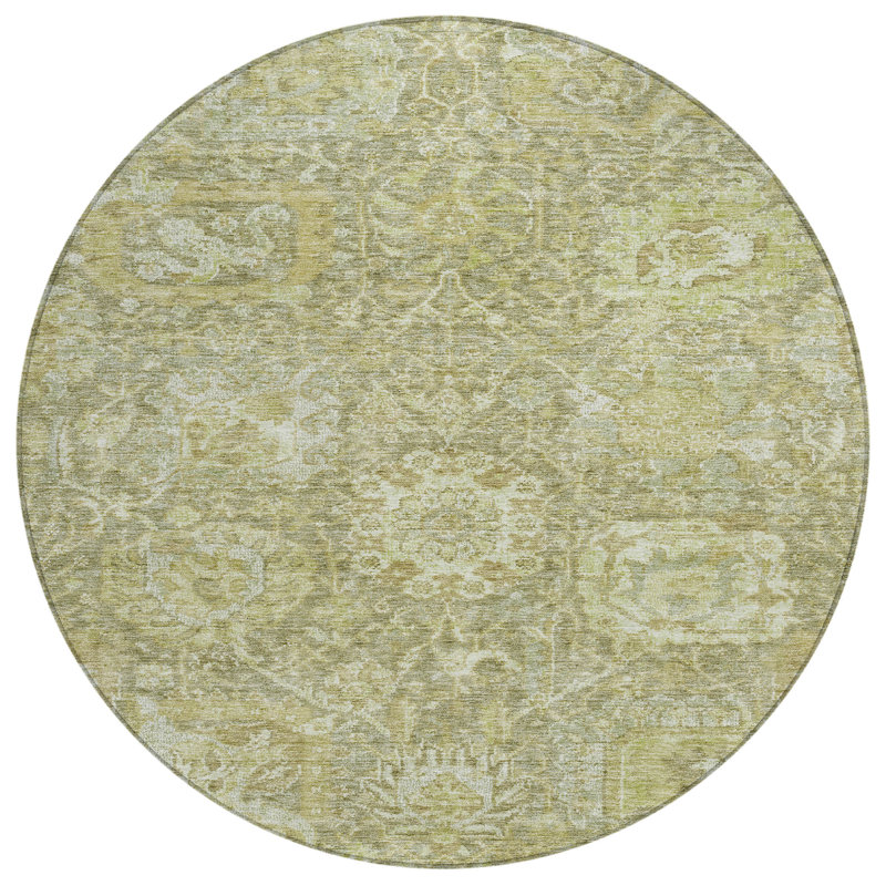 Machine Washable Indoor/Outdoor Chayden ACN1101 Sage Rug, Round 8'
