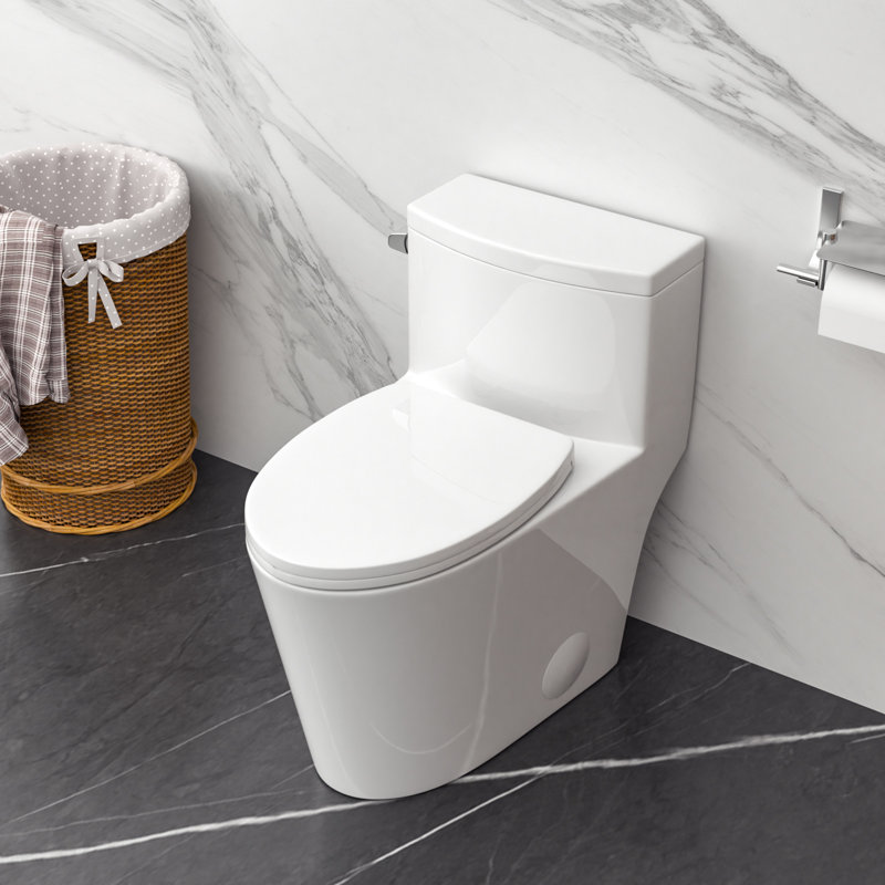 Siphonic Flush Elongated One Piece Toilets with Comfort Height Seat for Bathroom, 12 Inch Rough-In Toilet, Left