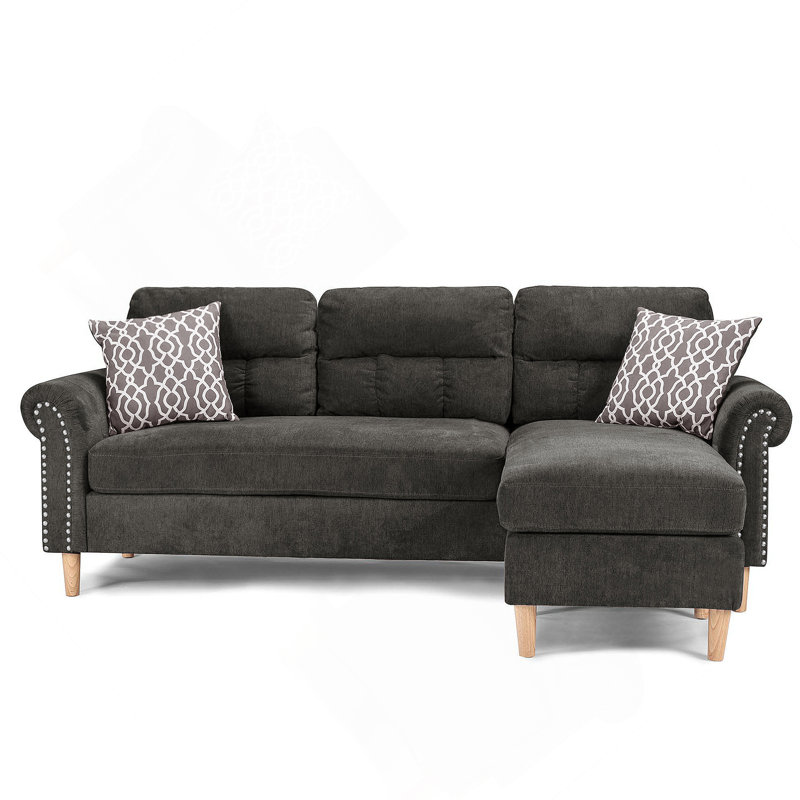 Ensemble modulaire réversible avec 2 coussins décoratifs gris ardoise, polyvalent et élégant pour tout espace de vie
