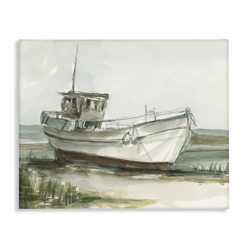 Toile de bateau de pêche abandonnée, conception par Ethan Harper, H 16 po x l 20 po
