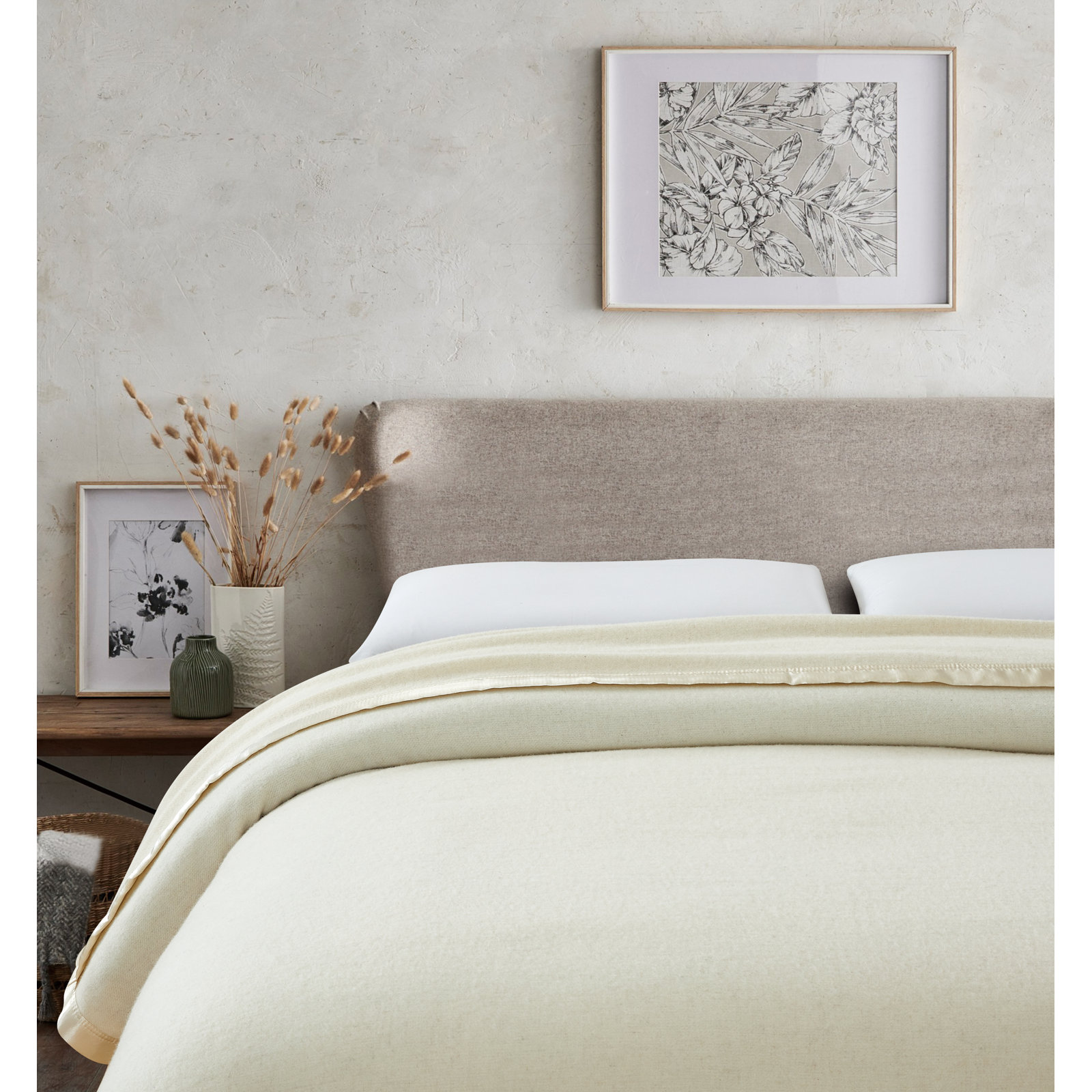 Adli Wool Throw Blanket, Ivory, Queen
