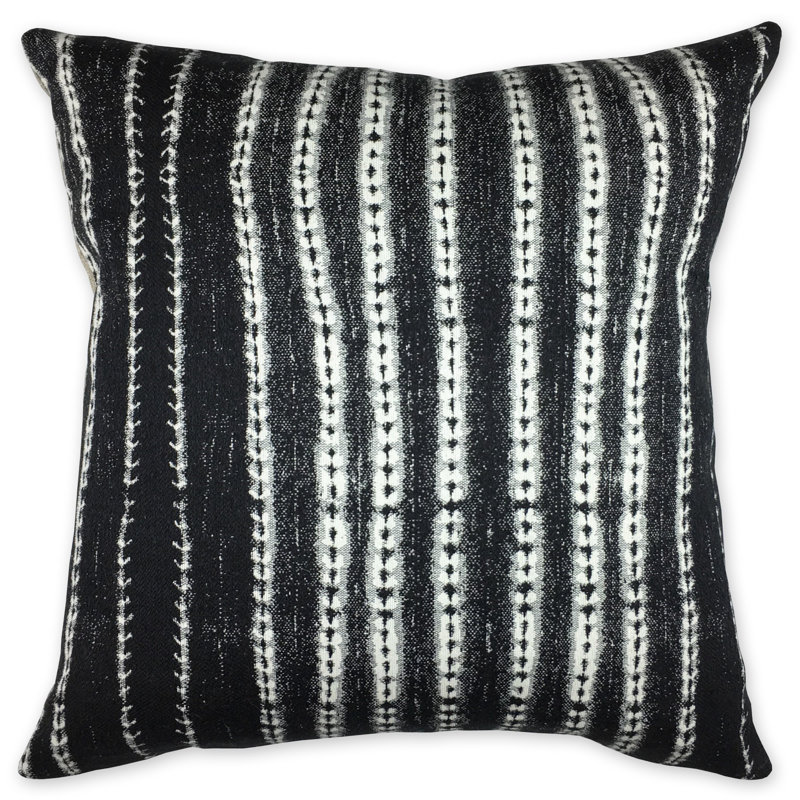 Coussin décoratif 18" à rayures en lin plumes Urmila