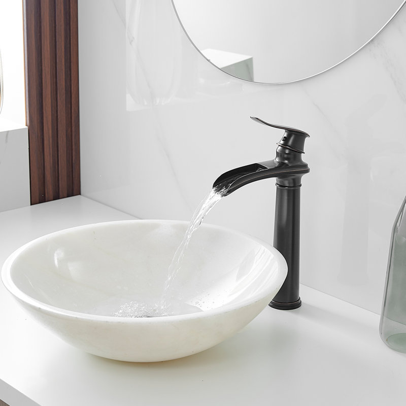 Robinet de salle de bain à un trou avec drain Waterfall, Bronze huilé