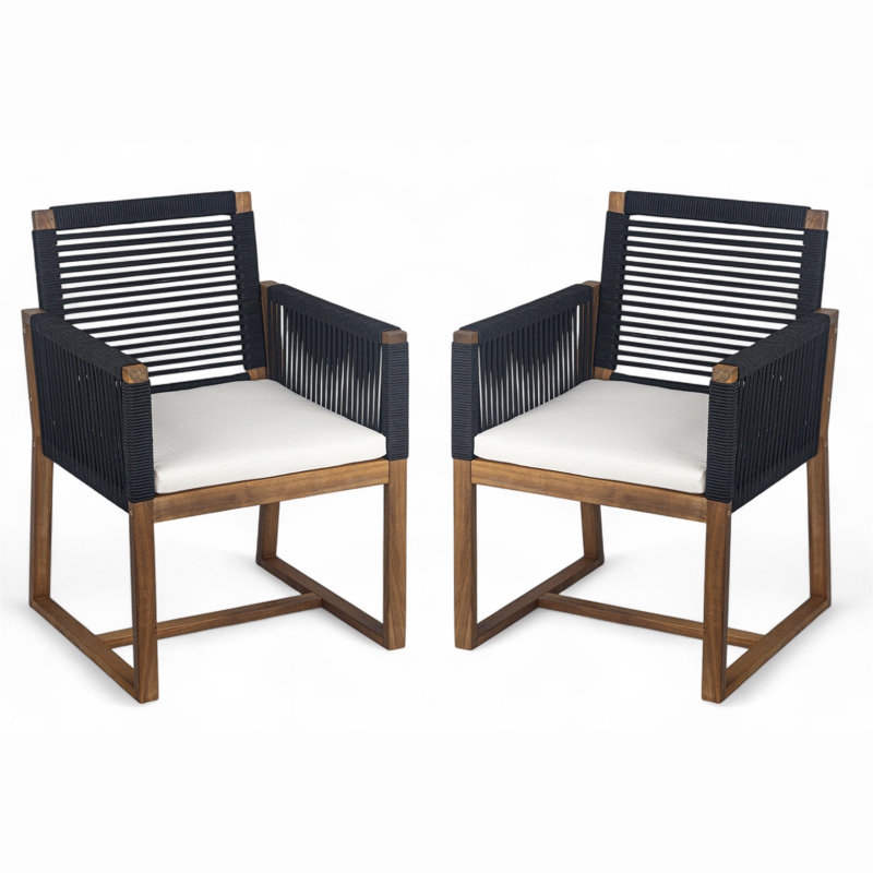 Ensemble de 2 chaises de salle à manger d'extérieur (excluant la table), Noir