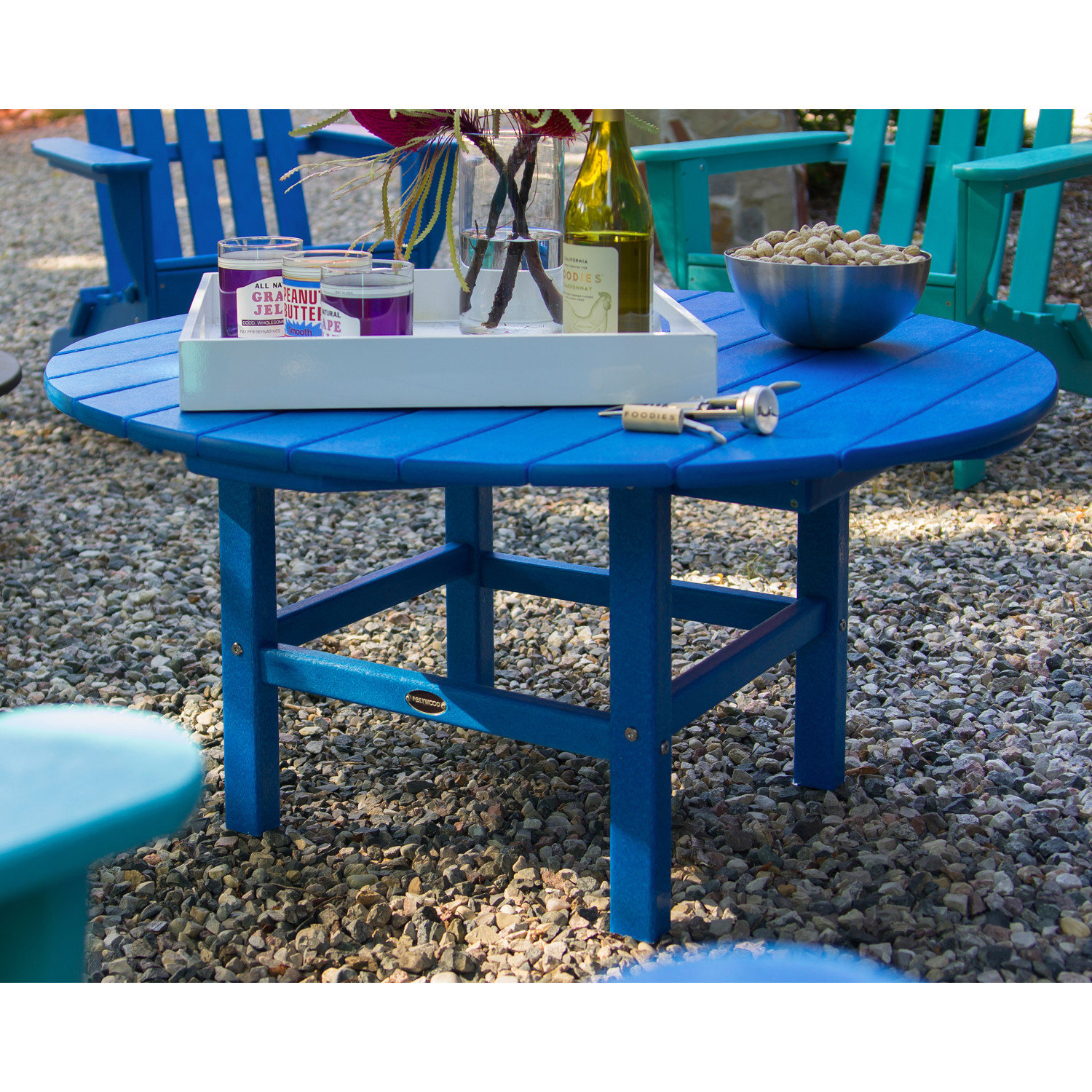 POLYWOOD® Classic Adirondack 4-Person Patio Seating Group, Pacific Blue
