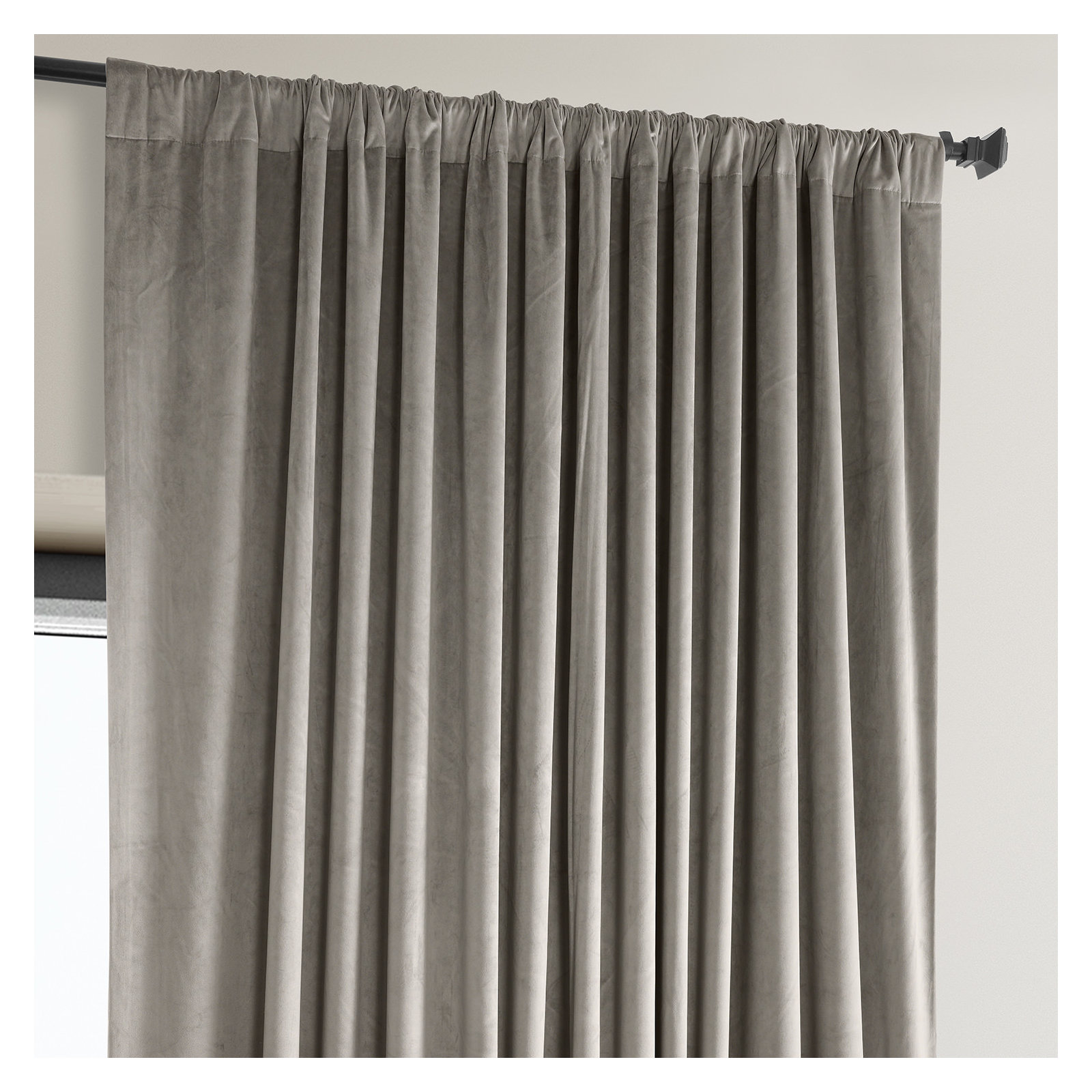 Loria Plush Velvet 100% Blackout Curtains For Bedroom, Living Room - Single Panel, Library Taupe, 100" W x 84" L