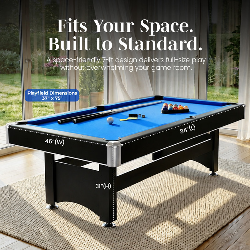 Table de billard et de ping-pong combinée Hathaway Spartan - Table de jeu 2 en 1 avec plateau de ping-pong amovible - Ensemble d'accessoires complet - Coins chromés, finition noire, tapis bleu