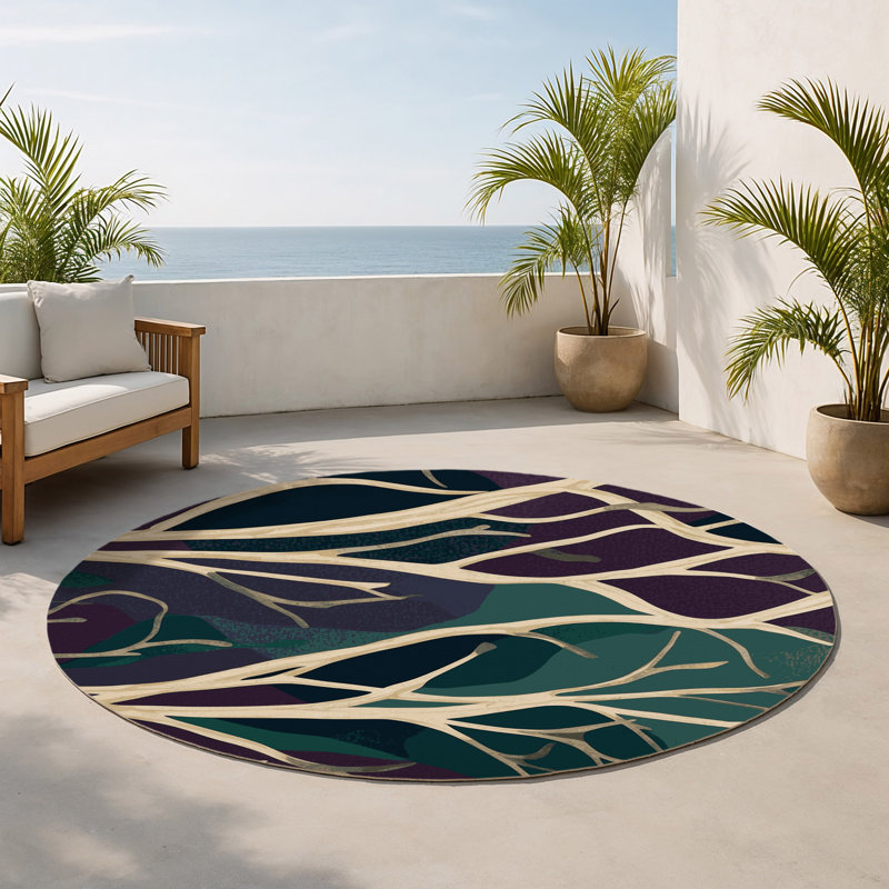 Tapis intérieur et extérieur en velours, Rond 5 pi
