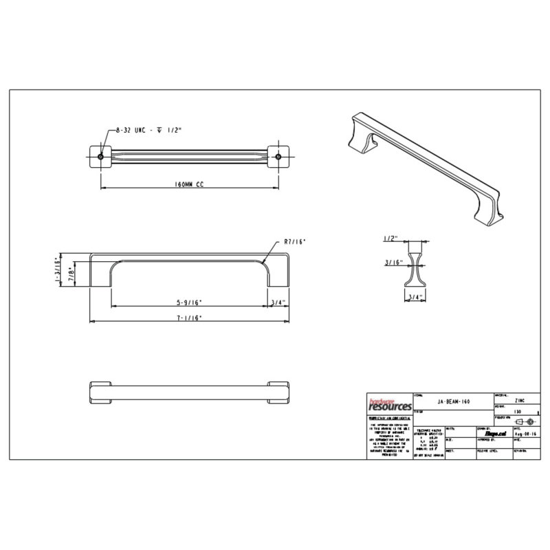 Sullivan Bar Pull, Brushed Pewter, 7 9/16"