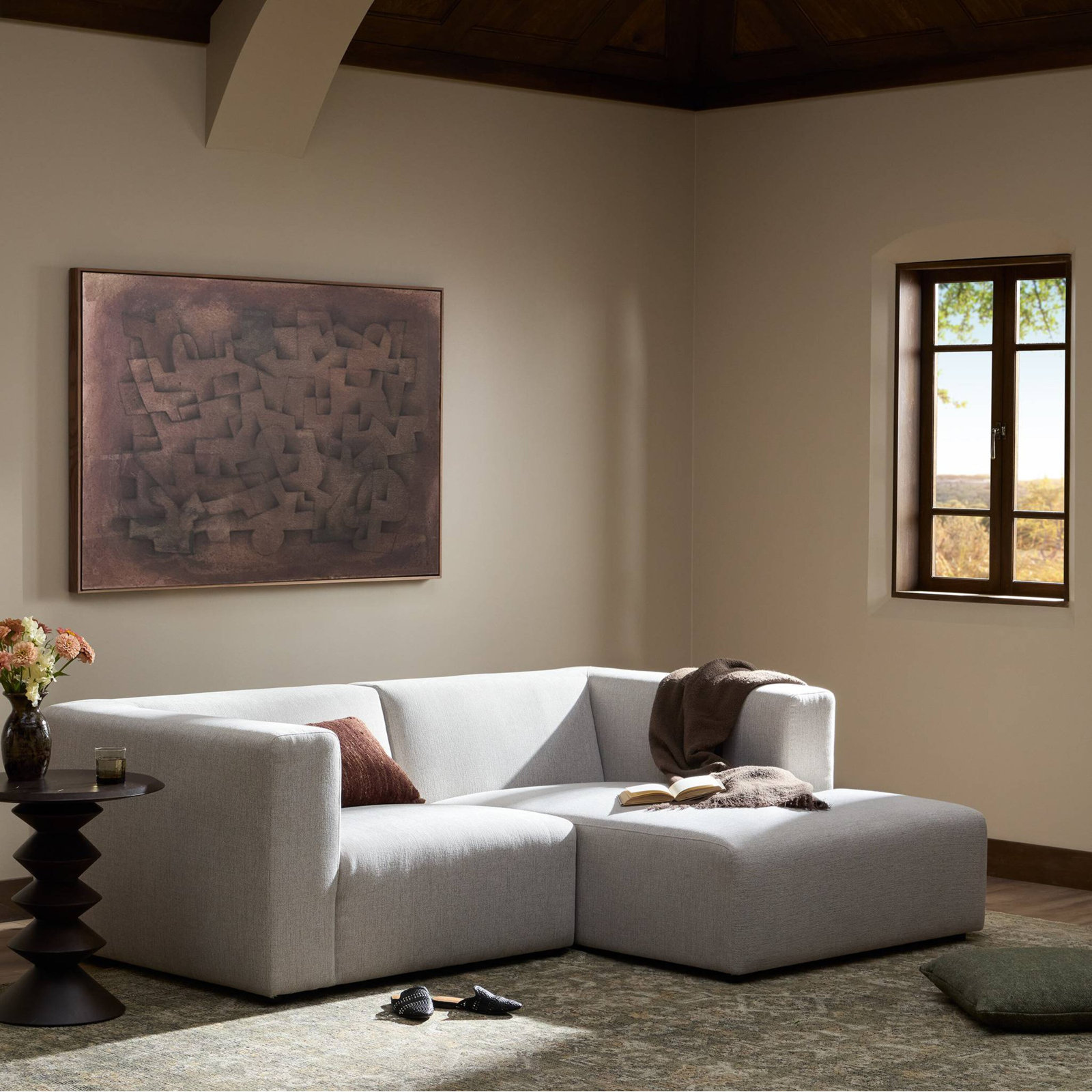 Sloan 2PC Sectional, Right Hand Facing, Napa Sandstone Polyester