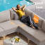 Ensemble de conversation modulaire en osier pour 6 personnes, ensemble de conversation modulaire d'extérieur avec table basse et coussins-1086410433-1095702778