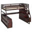 Lit mezzanine double avec 7 tiroirs, 2 tablettes et un bureau - Solide pour un sommeil confortable, idéal pour créer un espace personnel en pin
