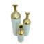 Ensemble de 3 vases de sol décoratifs en métal blanc et doré pour salon et entrée