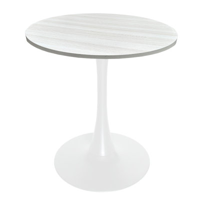 Table de salle à manger ronde de 27 po Hadden avec plateau en panneau de fibres à densité moyenne et base en piédestal blanc