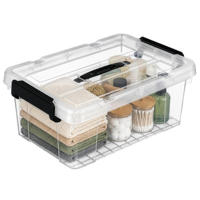Bac de rangement transparent en plastique de 16 litres pour l'organisation du bureau et de la maison
