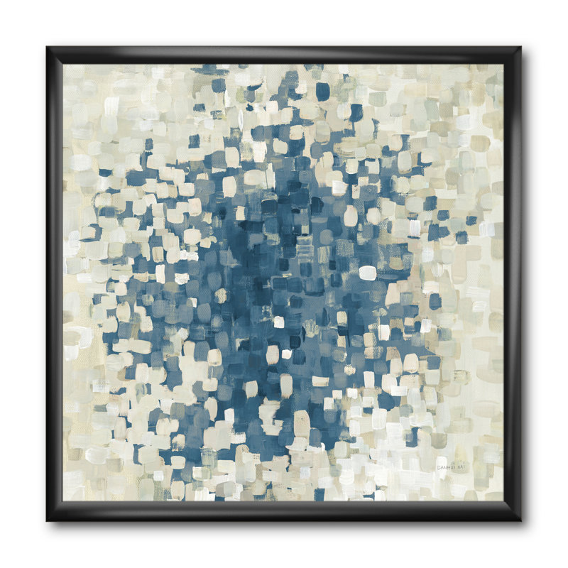 «Geometric Blue Spots», reproduction sur toile, H 16 po x l 16 po, Impression encadrée, Noir