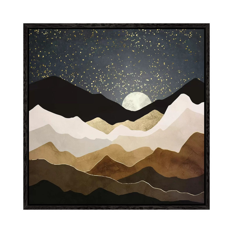 Golden Stars - Print on Canvas, 66.04 cm H x 66.04 cm W, Black Framed