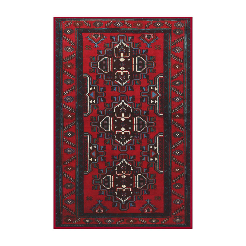 Tapis rouge/brun/beige traditionnel Brattleboro, Rectangle 6 pi x 9 pi