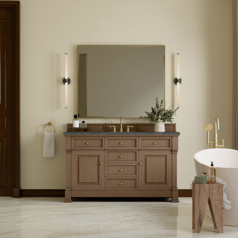 60 in. Single Vanity, Pecan, Parisien Bleu, Widespread