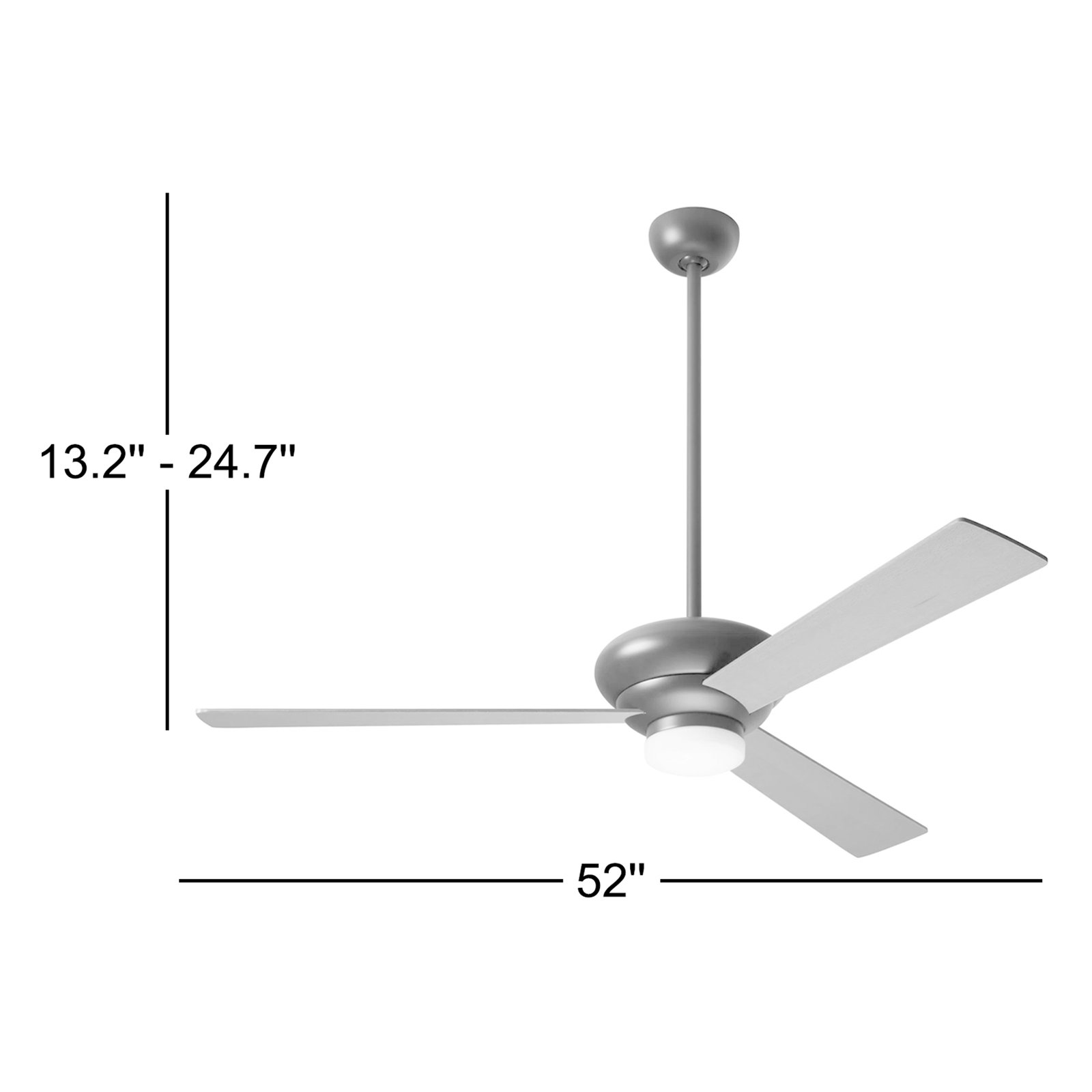 Altus 52" Ceiling Fan with LED Light Kit, Handheld Remote Control (2-wire), Brushed Aluminum, White