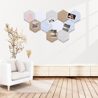 Carreaux hexagonaux en liège 6,7 x 5,9 po 16 pièces avec 50 punaises en bois, planches de liège pour mur, carreaux de feutre avec ruban Nano
