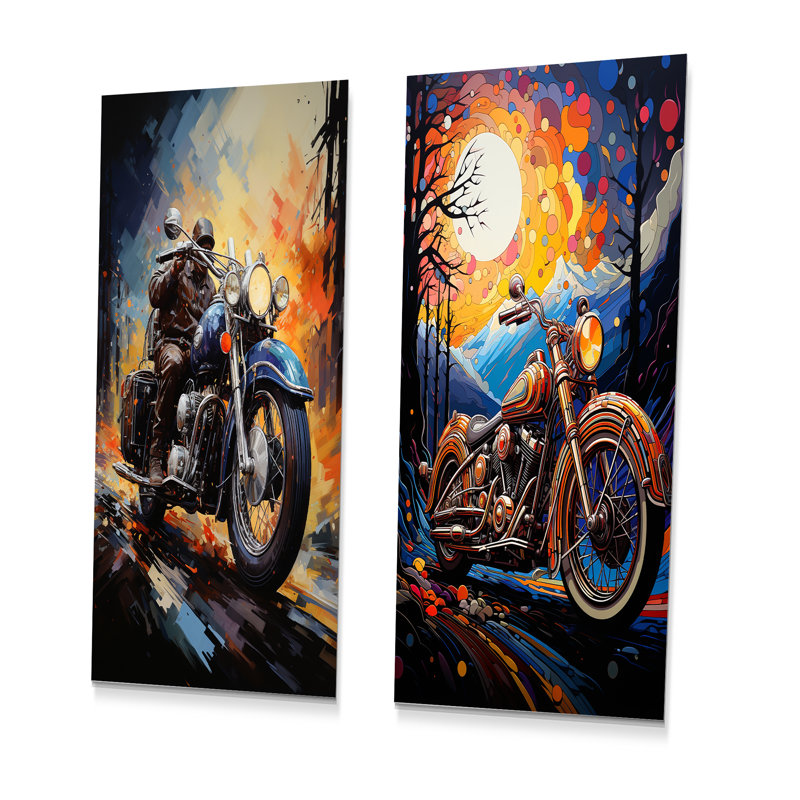 Fantasy Moto Odyssey - ensemble de 2 décorations murales en métal, H 32 po x l 32 po