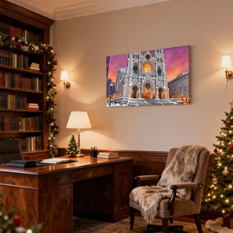 Ensemble de 3 impressions sur toile de la cathédrale de Noël, H 20 po x l 30 po