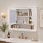 Armoire à pharmacie murale de salle de bain de 35 pouces avec miroir et tablette ouverte