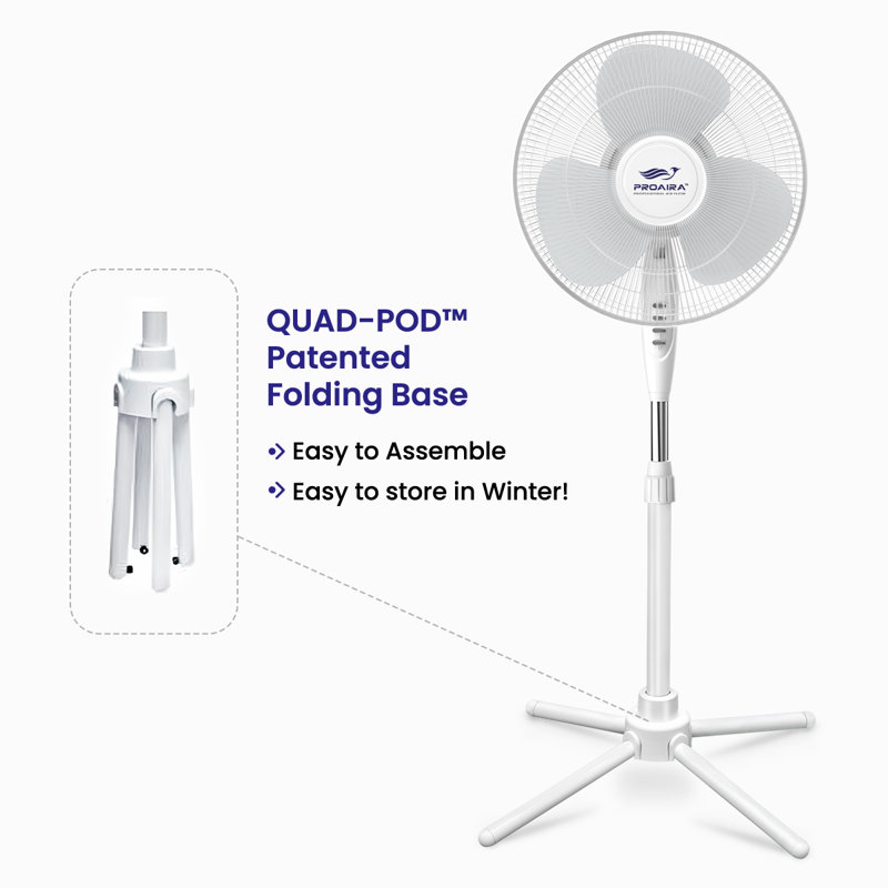 Ventilateur sur pied 16 po Proaira, Blanc