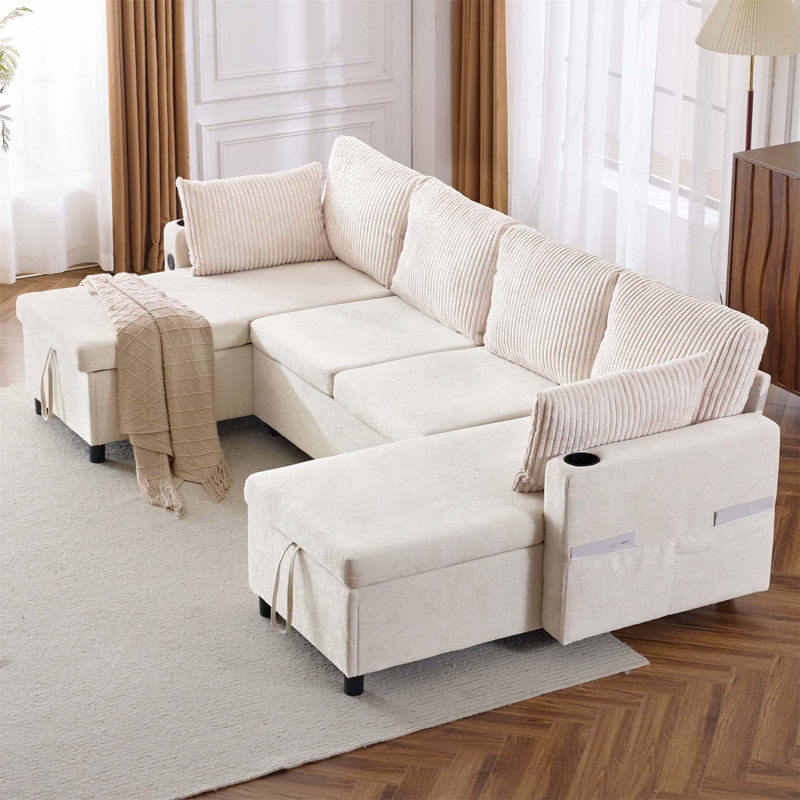 Canapé-lit modulaire de 111,8 pouces avec grand espace de rangement pour plus de confort et de polyvalence