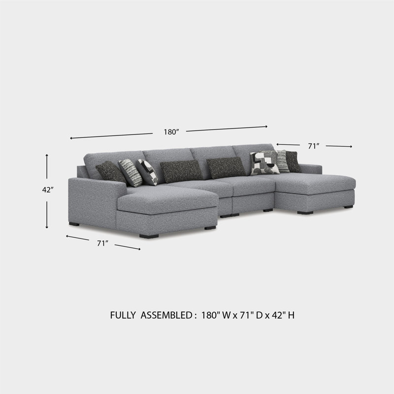Canapé modulaire 4 pièces avec méridienne double Bealton