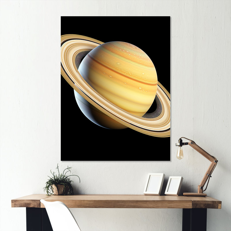 Beige et noir, planète Saturne, H 20 po x l 12 po x P 1 po