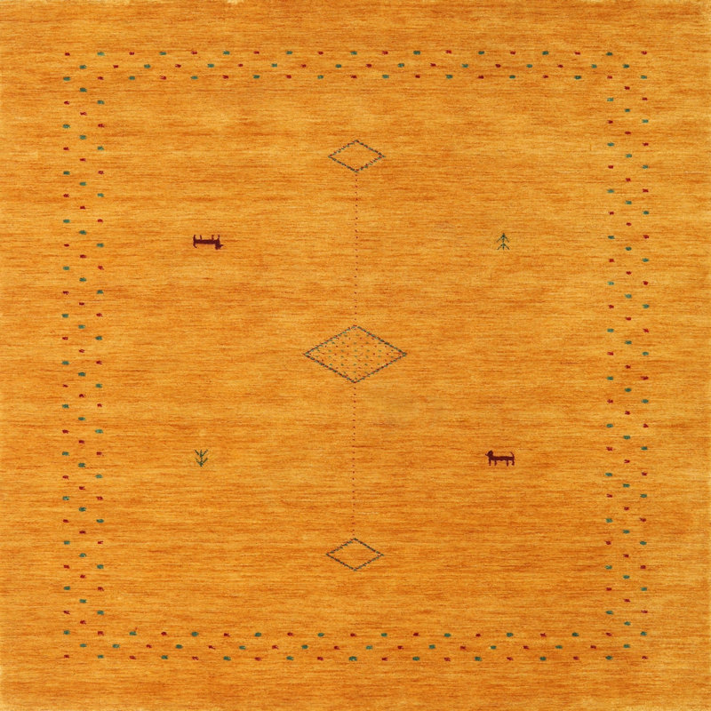 Tapis abstrait orange, Carré 4 pi