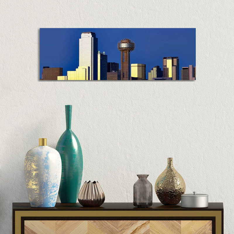Skyscrapers in a City, Reunion Tower, Dallas, Texas, USA 1 Piece Wrapped Canvas Panoramic Wall Art