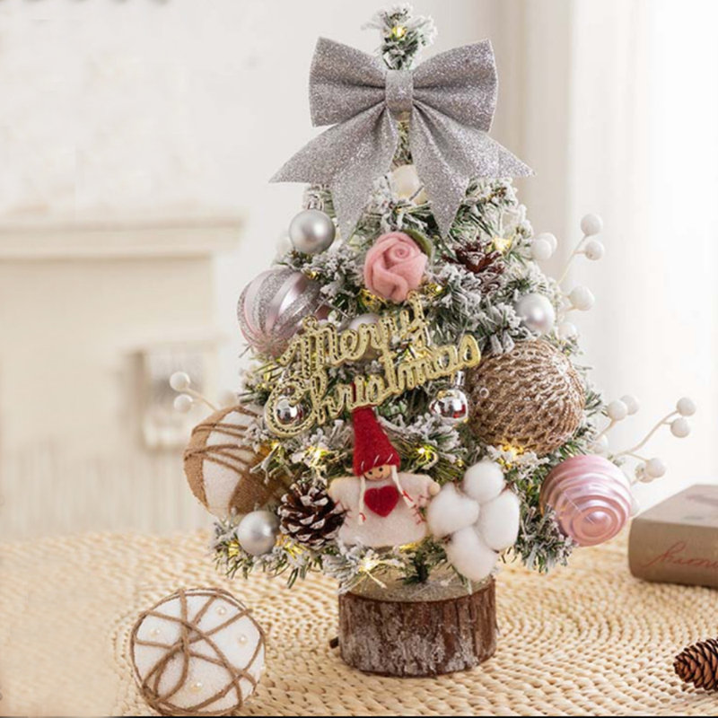Arbre de Noël artificiel floqué, arbre de Noël 45 cm, flocons de neige avec guirlandes de lumières à DEL