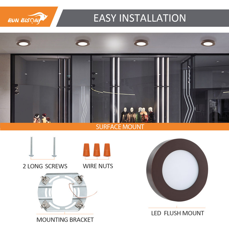 13 in. Round Color Selectable Integrated LED Flush Mount Downlight, Bronze