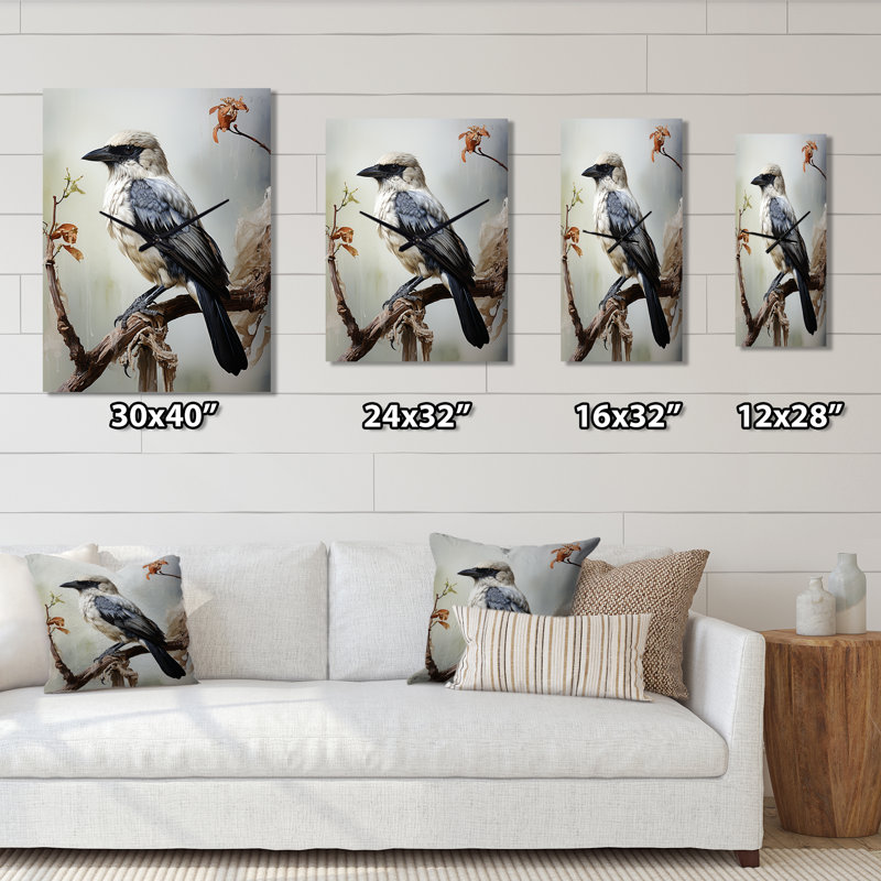 Contemplation d'oiseaux - Horloge murale animaux, H 40 po x l 30 po x P 1 po