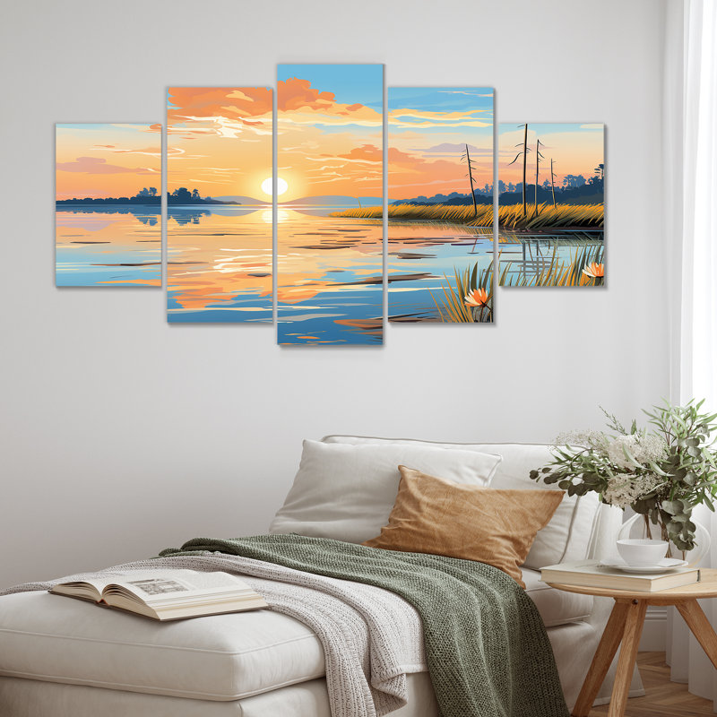 Coucher de soleil océan mosaïque - ensemble de décoration murale Pop Art Multipanel