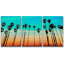 3 pièces californiennes, coucher de soleil et palmiers à Santa Barbara, États-Unis sur toile, 3 pièces