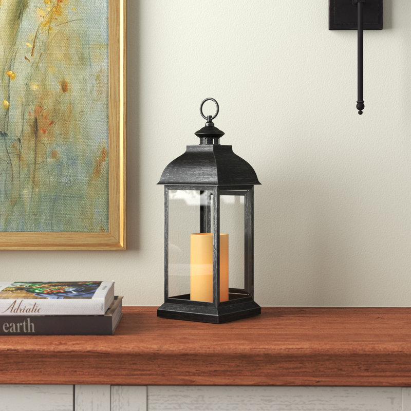 Lanterne de table en métal 17,5 po Mellott Candle Impressions, Noir