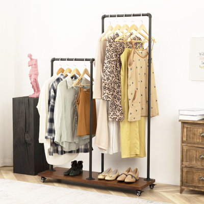 Aarju 43.3'' Rolling Industrial Pipe Clothing Rack