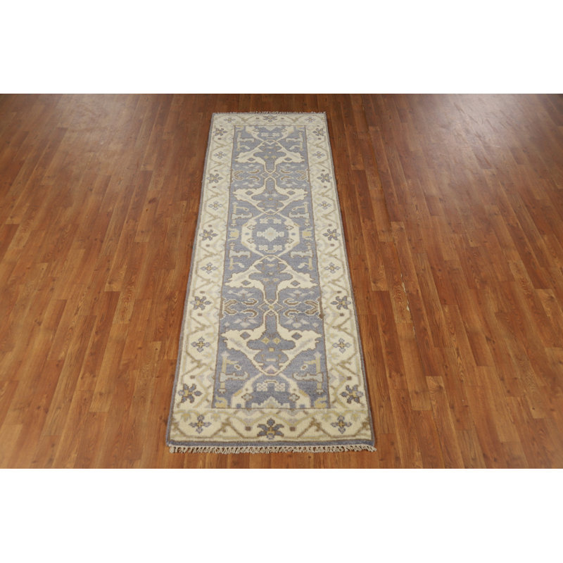 Tapis indien en laine violet Oushak 3 x 8