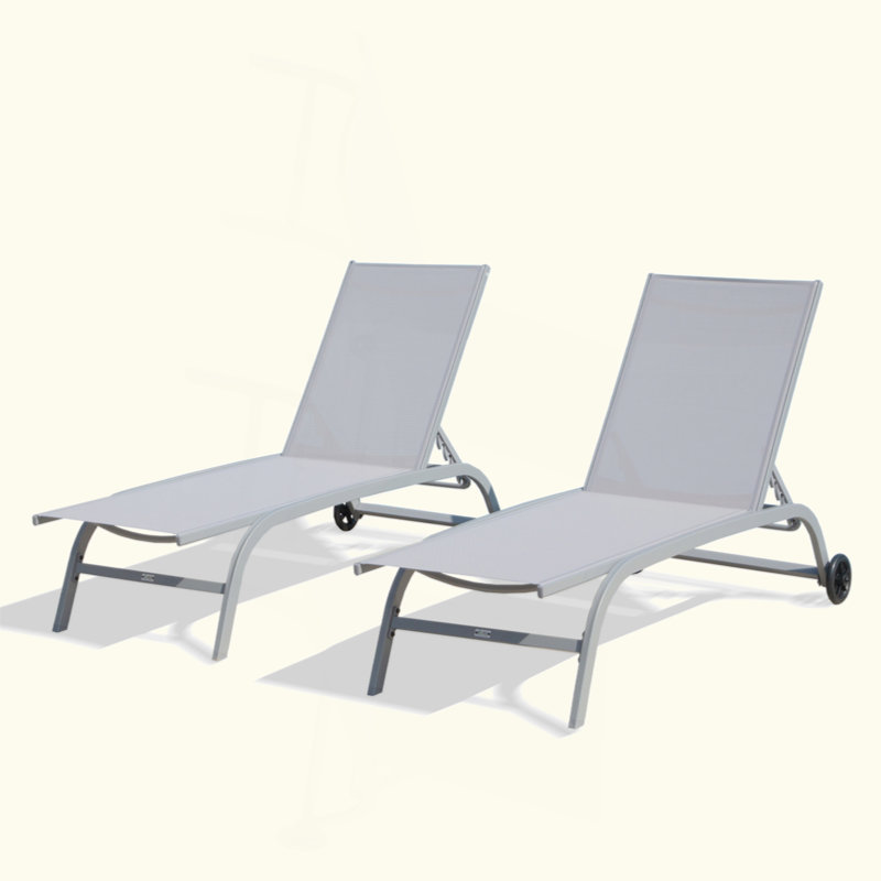 Mayrelin Outdoor Metal Chaise Lounge Set, Gray